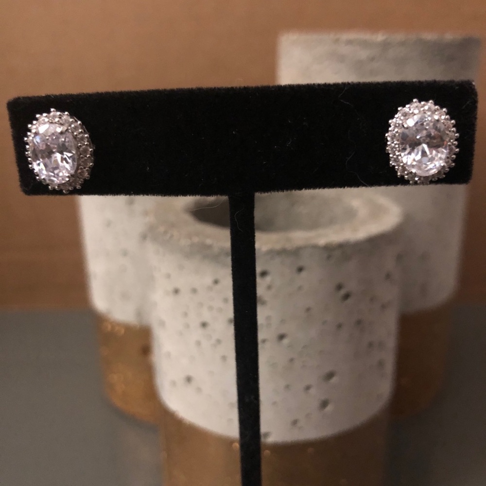 Sterling silver Oval cz studs